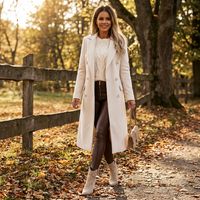 Cappotto lungo da donna incrociato con bottoni