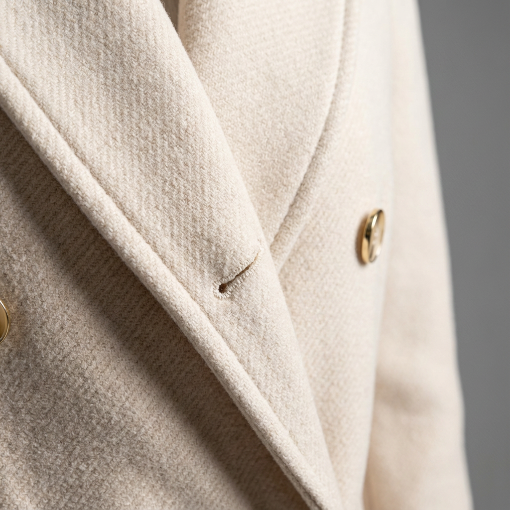 Long Women's Crossed Coat with Buttons