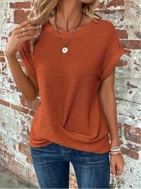 T-shirt casual a maglia waffle