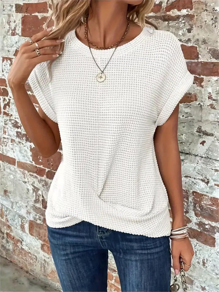 T-shirt casual a maglia waffle
