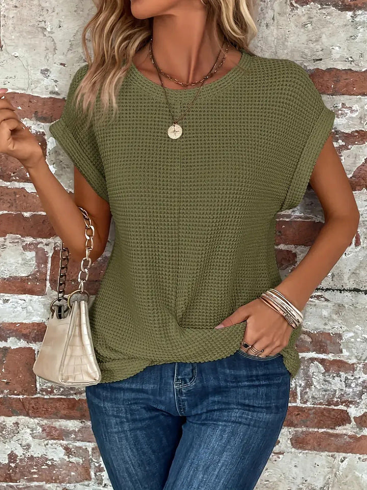 T-shirt casual a maglia waffle