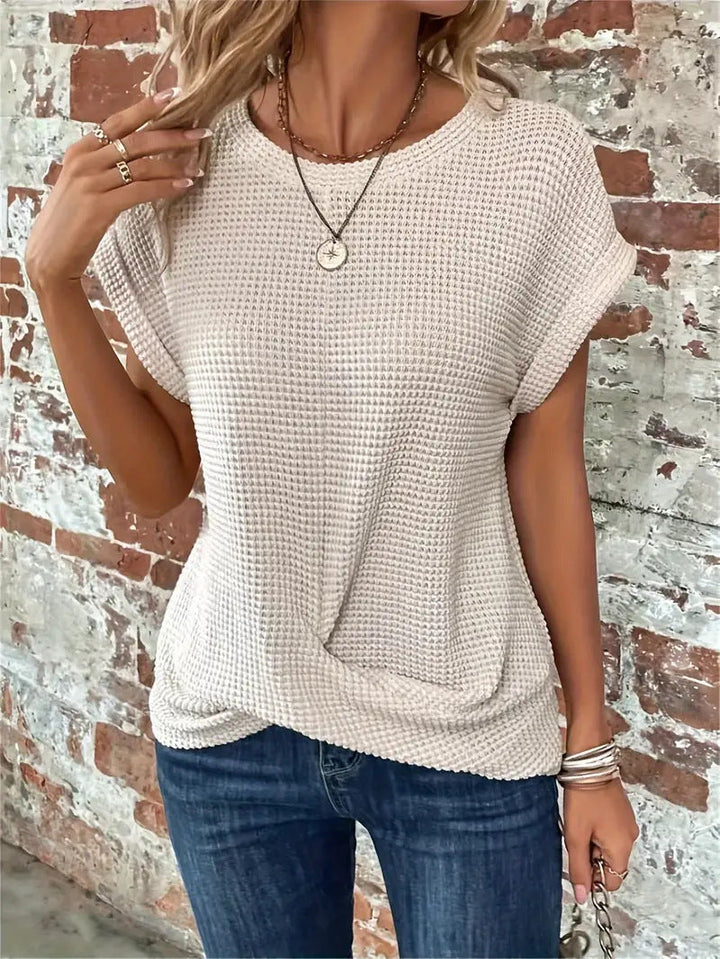 T-shirt casual a maglia waffle