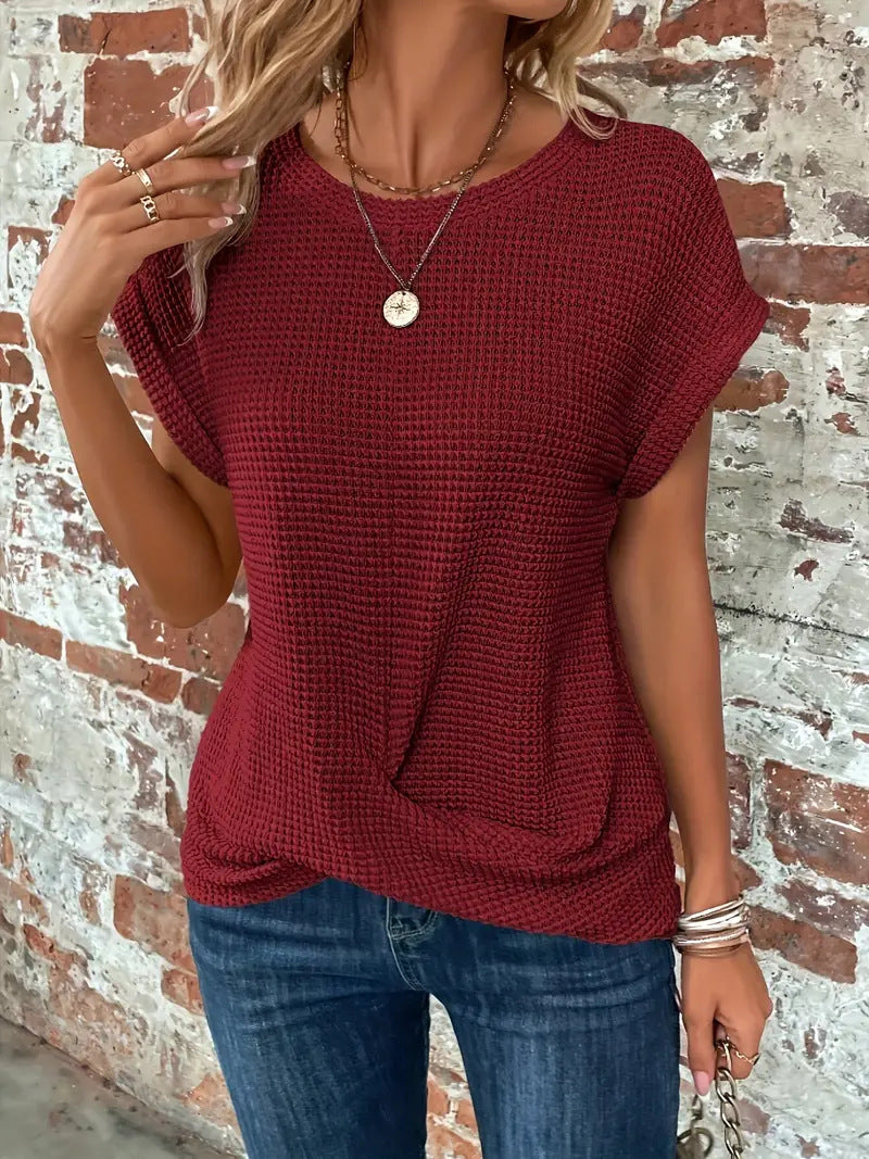 T-shirt casual a maglia waffle
