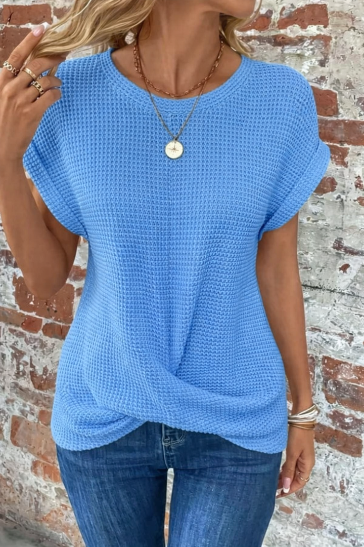 T-shirt casual a maglia waffle