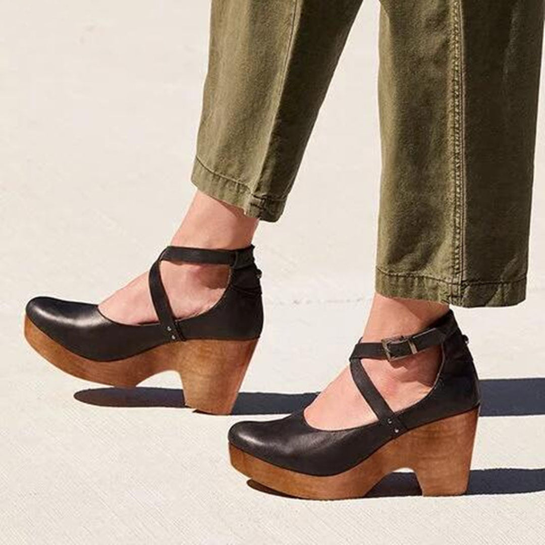 Teresa™ | Elegant Wedge Heels with Closed Toe & Ankle Strap 0