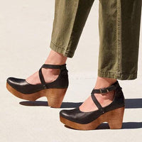 Elegant Wedge Heels with Closed Toe & Ankle Strap