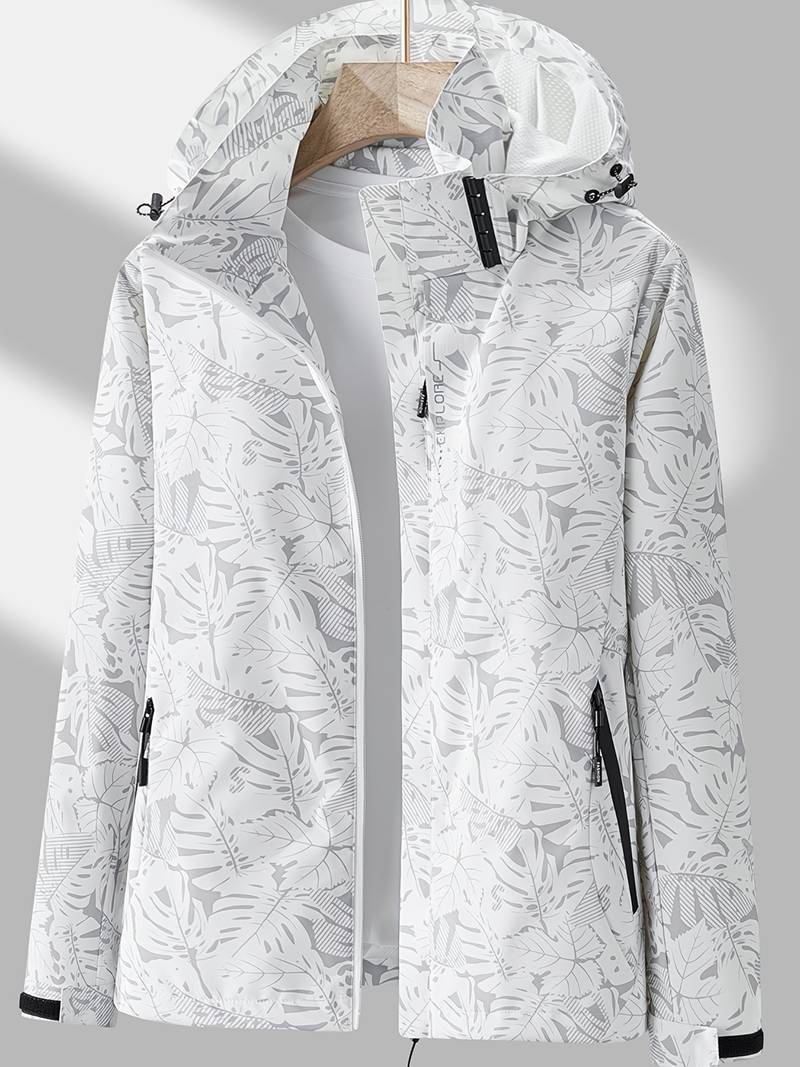 Women's Windbreaker Jacket with Removable Hood, Drawstring, Zip Pockets, Casual