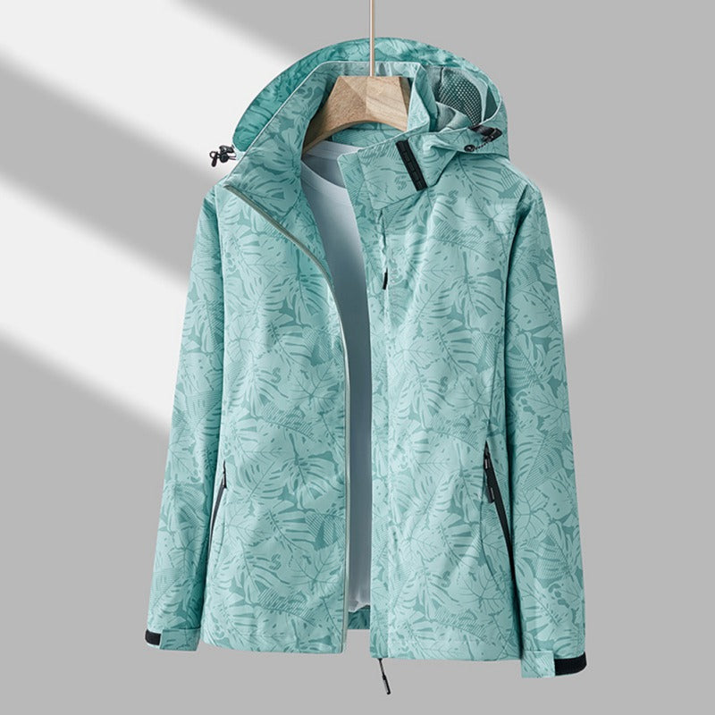 Women's Windbreaker Jacket with Removable Hood, Drawstring, Zip Pockets, Casual