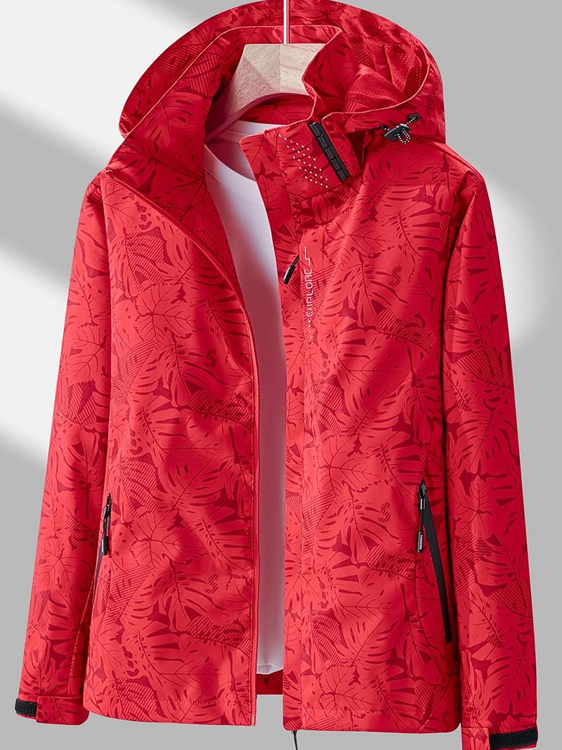 Women's Windbreaker Jacket with Removable Hood, Drawstring, Zip Pockets, Casual