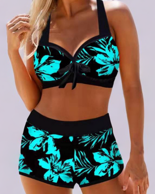 Women's High Waist Floral Swimsuit for Beach