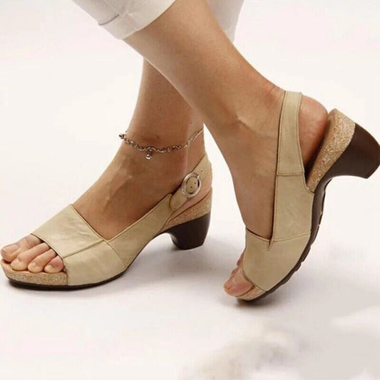 Vivian | Women's Block Heel Slingback Sandals with Buckle Strap 0