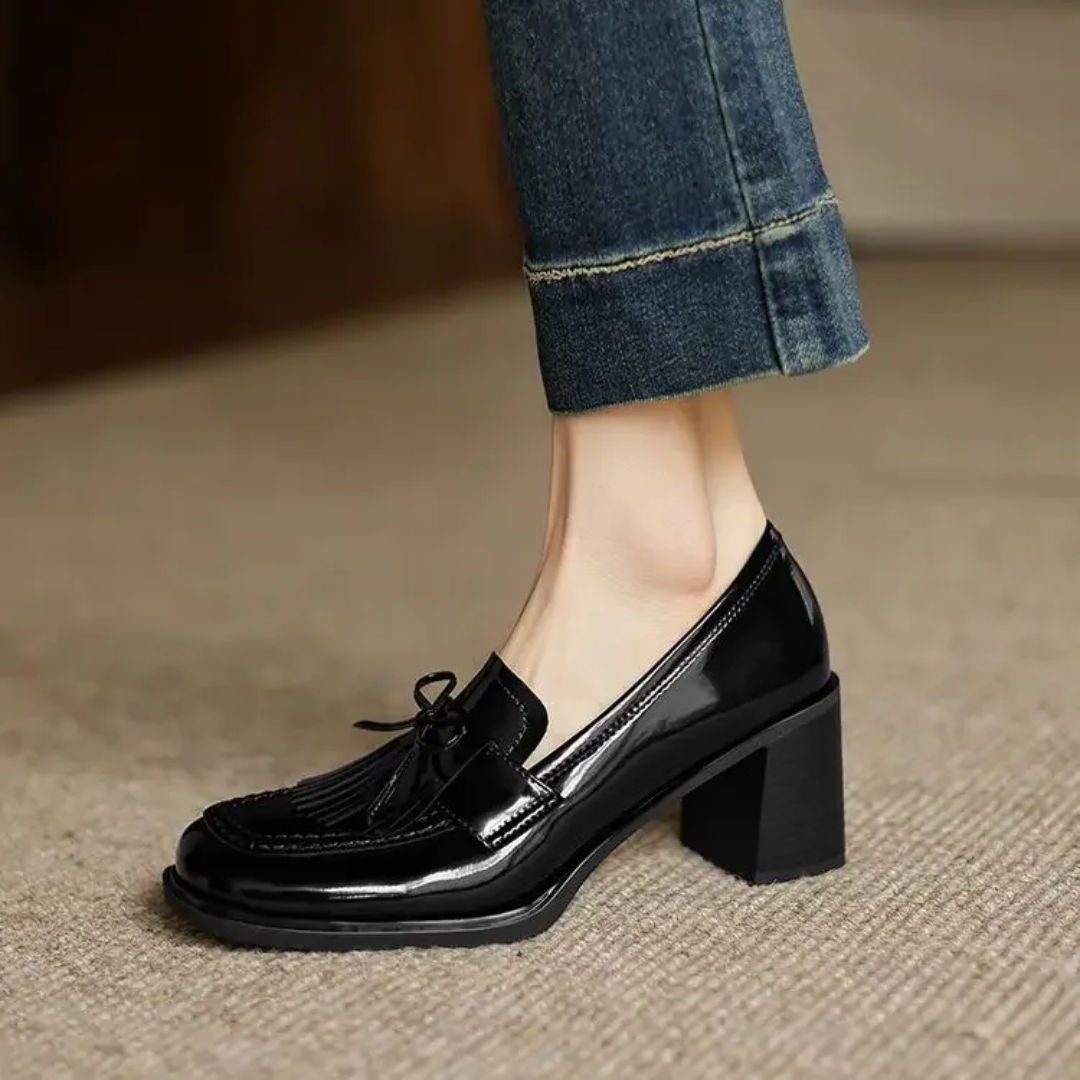 Vivienne | Women's Tassel Loafer Pumps Block Heel Round Toe Heels 2