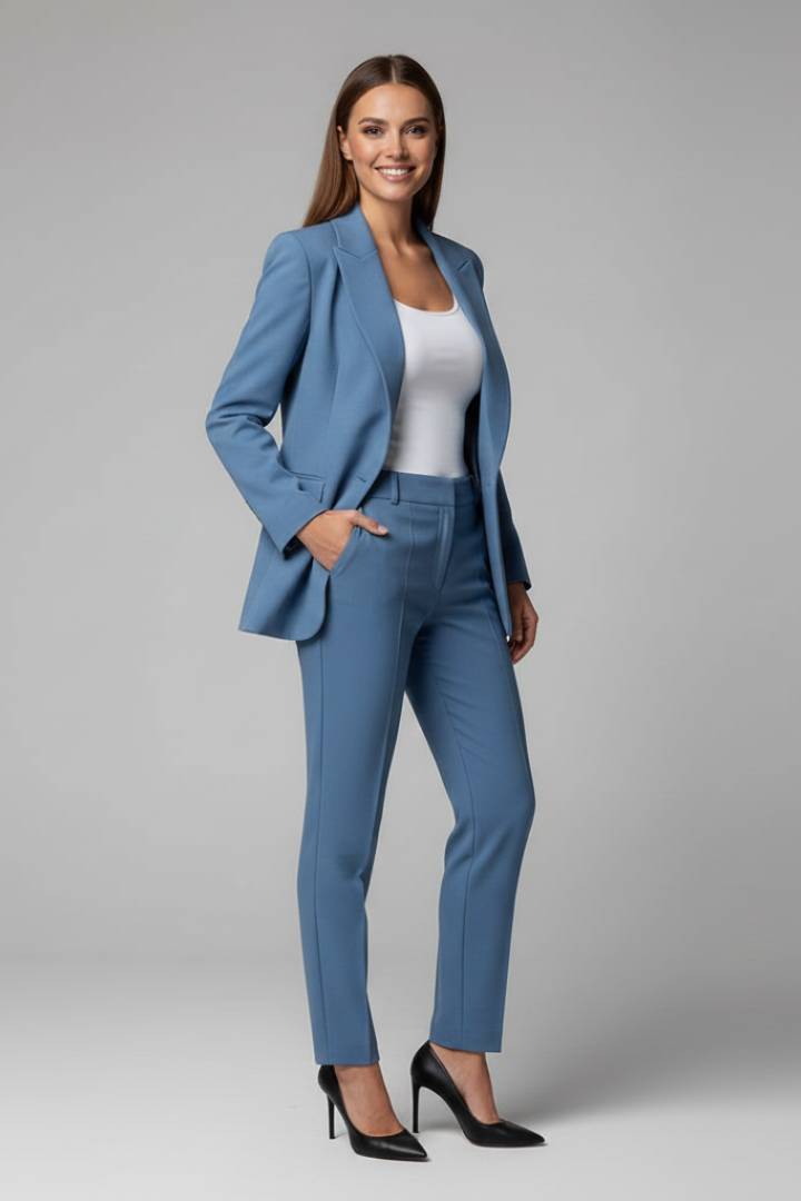 Women's Blazer with Jacket and Slim Fit Pants – Elegant