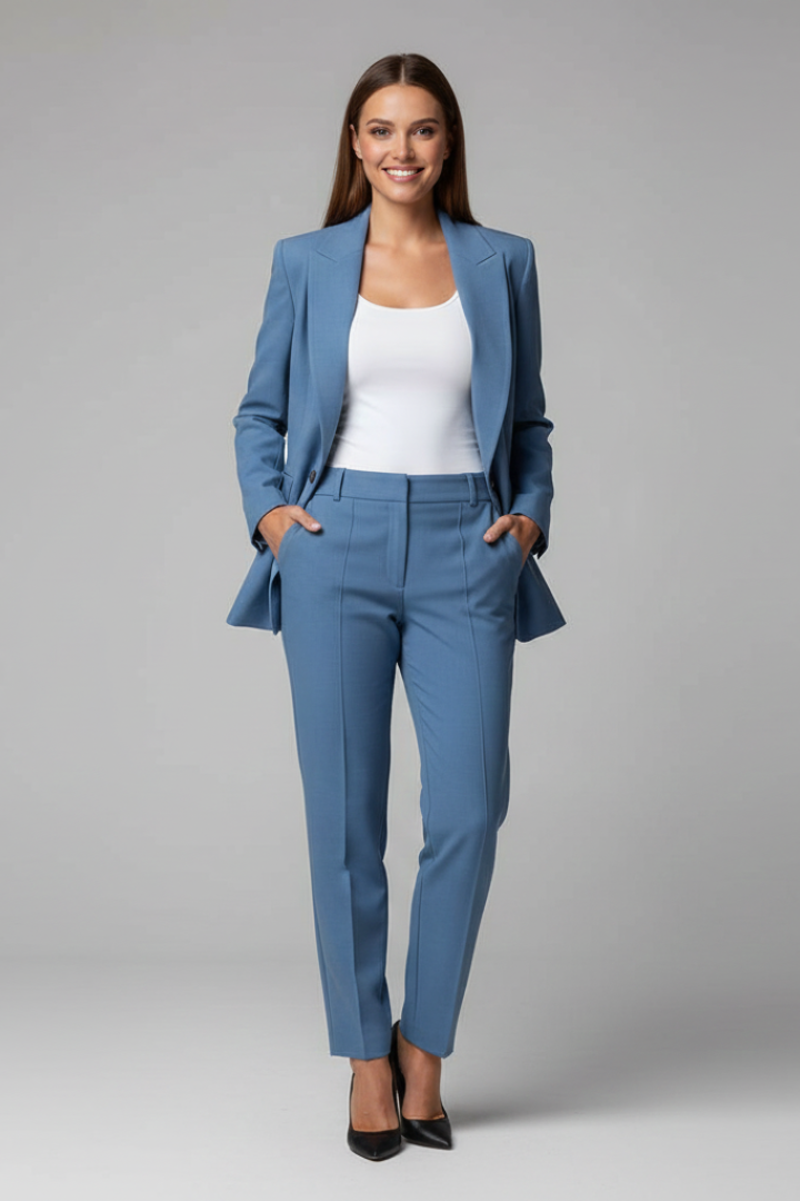 Women's Blazer with Jacket and Slim Fit Pants – Elegant