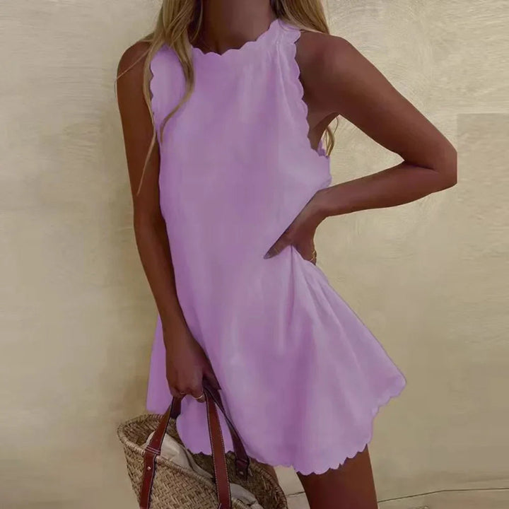 Abito estivo a linea ad A traspirante da donna | Elegante mini abito senza maniche