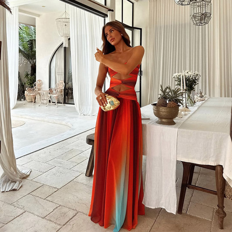 Women's Breathable Maxi Dress | Elegant Strapless A-Line Formal Gown