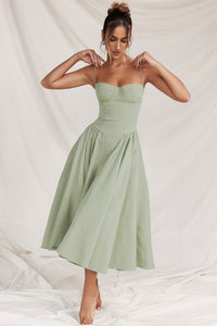 Women's Cotton-Polyester Blend Midi Dress | Elegant Flattering Summer Dress for Casual and Formal Occasions