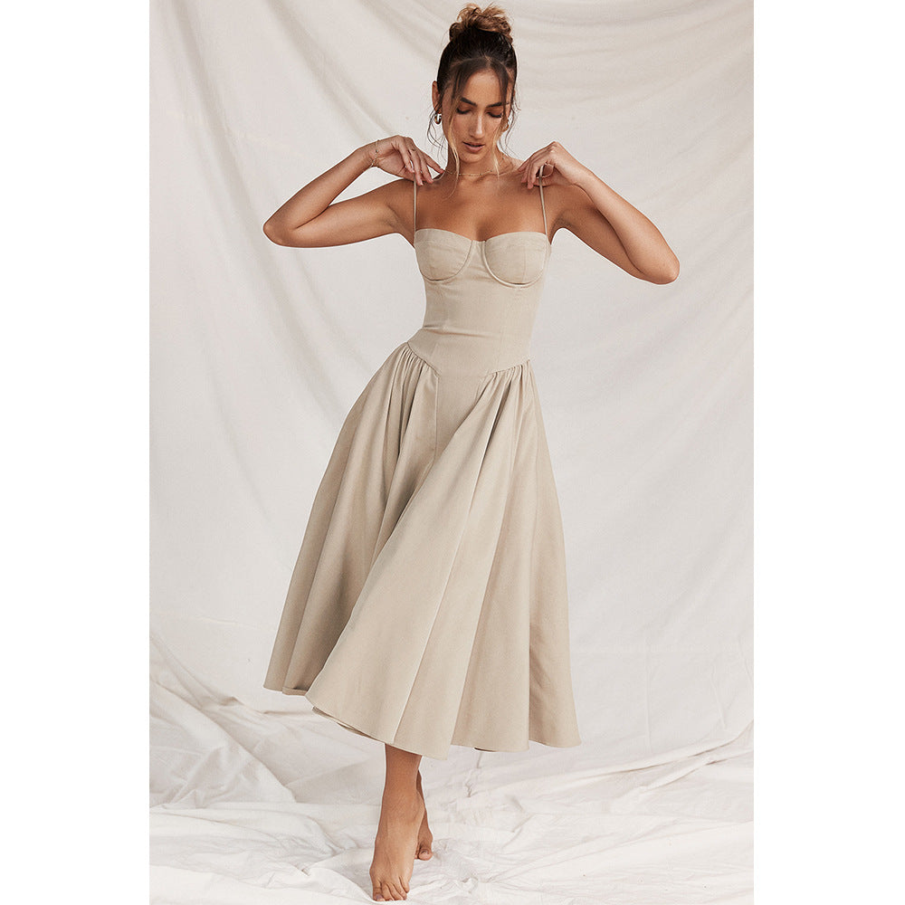 Women's Cotton-Polyester Blend Midi Dress | Elegant Flattering Summer Dress for Casual and Formal Occasions