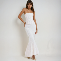 Women's Elegant Embroidered Maxi Dress | Strapless Mermaid Formal Gown