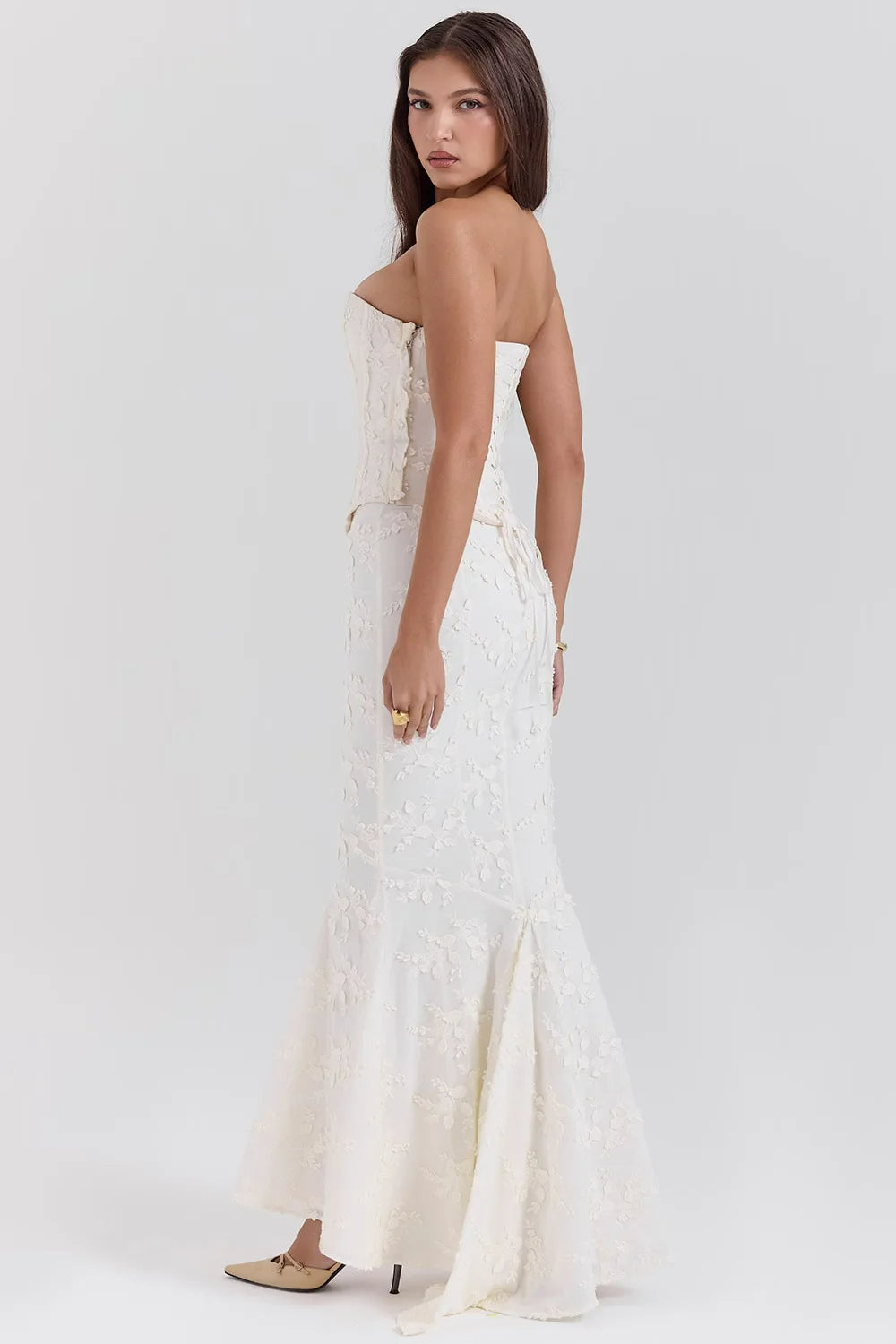 Women's Elegant Embroidered Maxi Dress | Strapless Mermaid Formal Gown