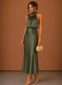 Women's Elegant Halter Maxi Dress for Formal Occasions