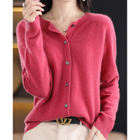 Women's Elegant Lightweight Merino Wool Cashmere Cardigan