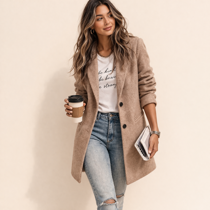 Blazer lungo elegante da donna | Giacca da ufficio sofisticata e aderente