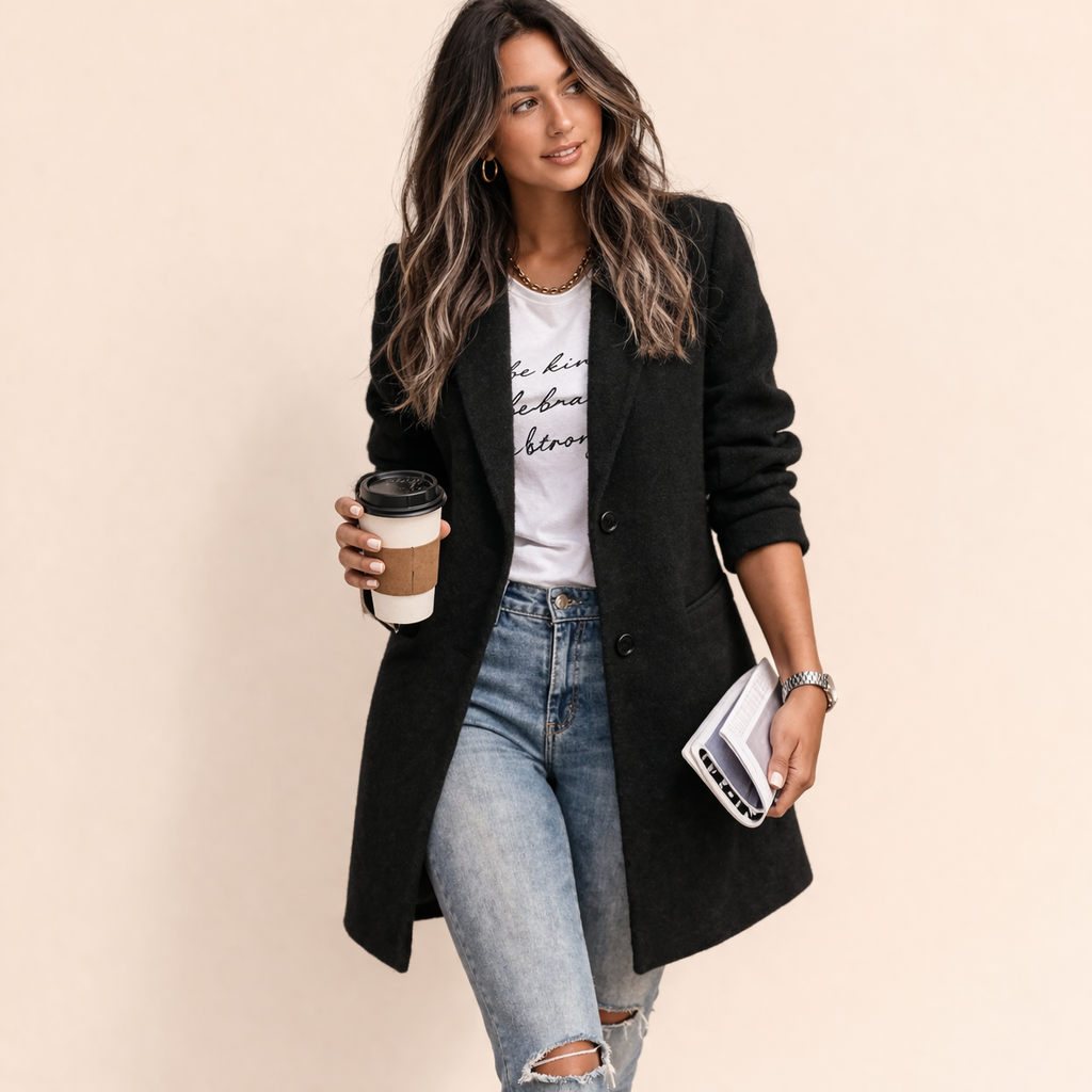 Women's Elegant Long Blazer | Sophisticated Slim Fit Office Jacket