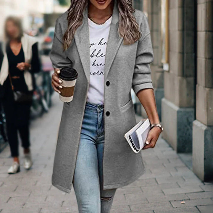 Blazer lungo elegante da donna | Giacca da ufficio sofisticata e aderente