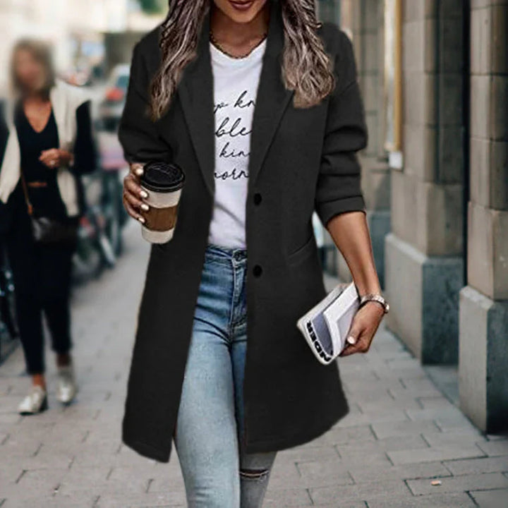 Blazer lungo elegante da donna | Giacca da ufficio sofisticata e aderente