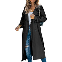 Women's Elegant Long Sleeve Button-Up Trench Coat