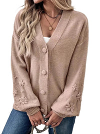 Women's Embroidered Long Sleeve V-Neck Cardigan