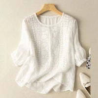 Women's Embroidered Relaxed Fit Cotton Blouse
