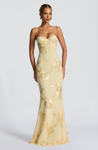 Women's Floral Jacquard Maxi Dress | Elegant Corset Formal Gown for Weddings