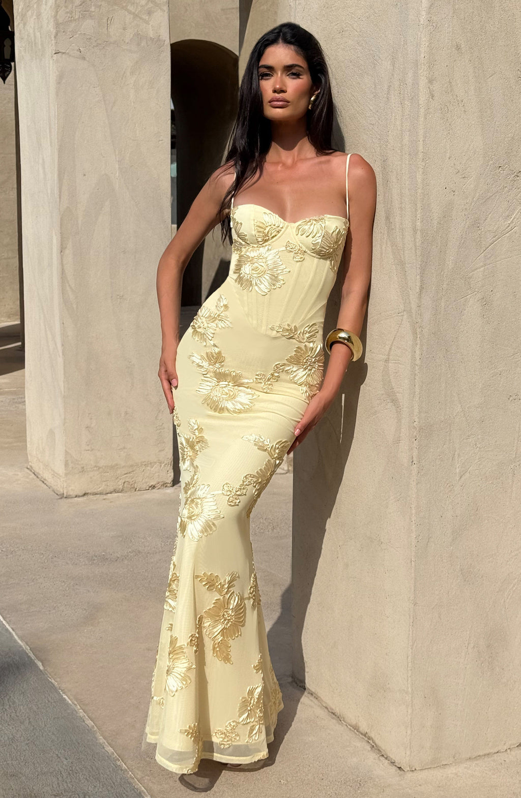 Women's Floral Jacquard Maxi Dress | Elegant Corset Formal Gown for Weddings