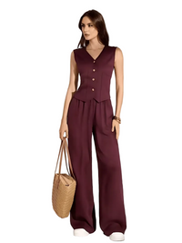 Women's High-Waisted Wide-Leg Pants Two-Piece Set