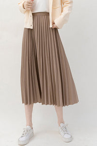 Women's High Waist Pleated Black Maxi Skirt