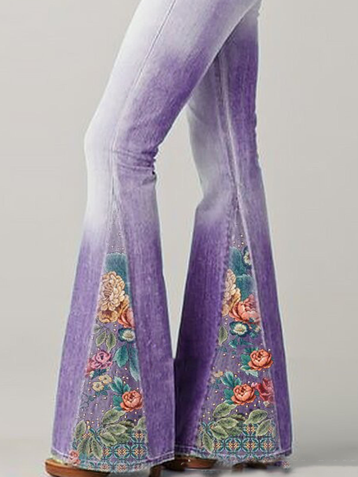 Women's Light-Wash Denim Bootcut Jeans | Stylish Embroidered Floral Design