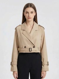 Women's Lightweight Cropped Trench Coat | Elegant Tailored Outerwear for Transitional Seasons