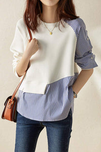 Women's Long Sleeve Asymmetrical Stripe Hoodie