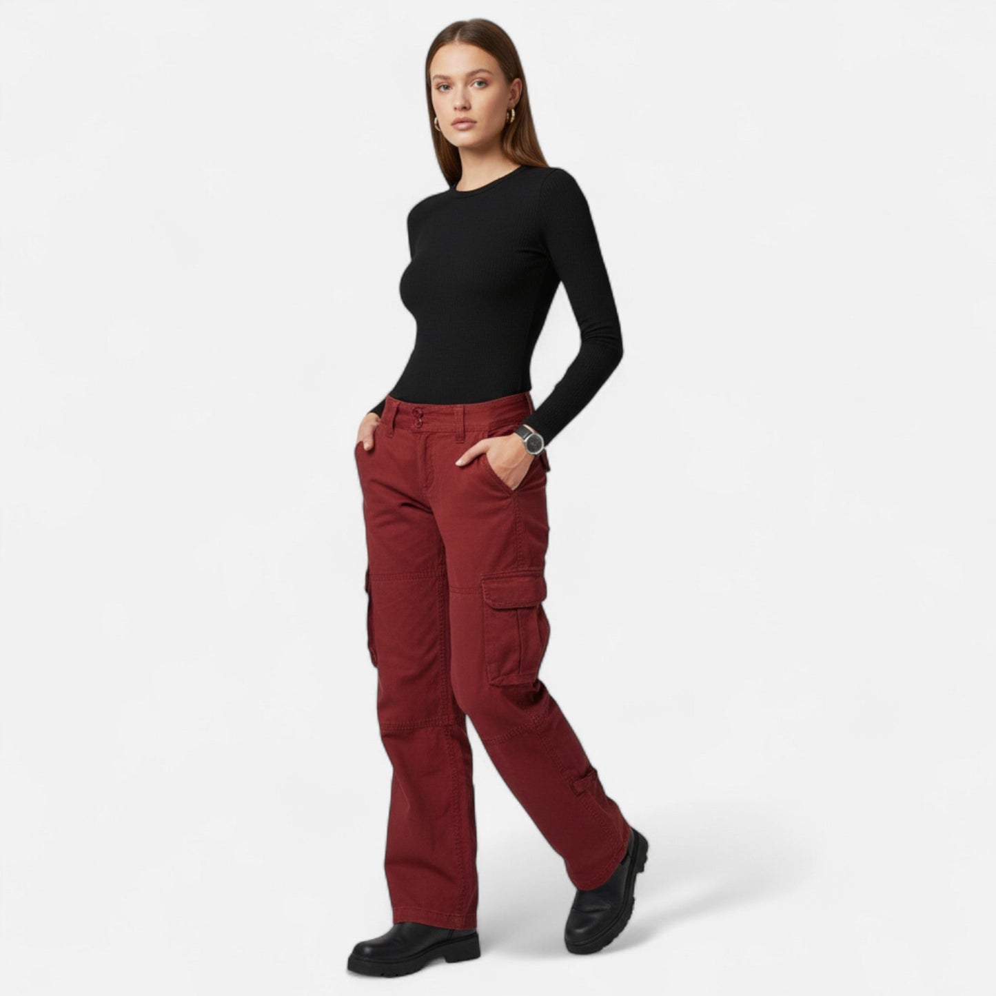 Women's Premium Cotton Cargo Pants | Relaxed Wide-Leg Trousers for Casual Style