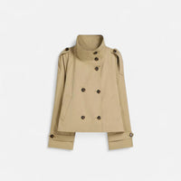 Women's Premium Polyester Short Trench Coat | Elegant Tailored Fit Outerwear