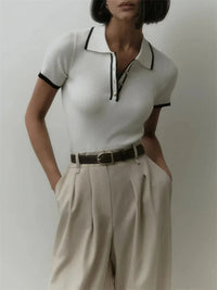 Women's Relaxed Fit White Knit Blouse