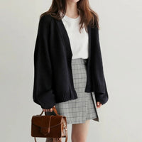 Women's Relaxed Open Front Chunky Knit Cardigan Sweater