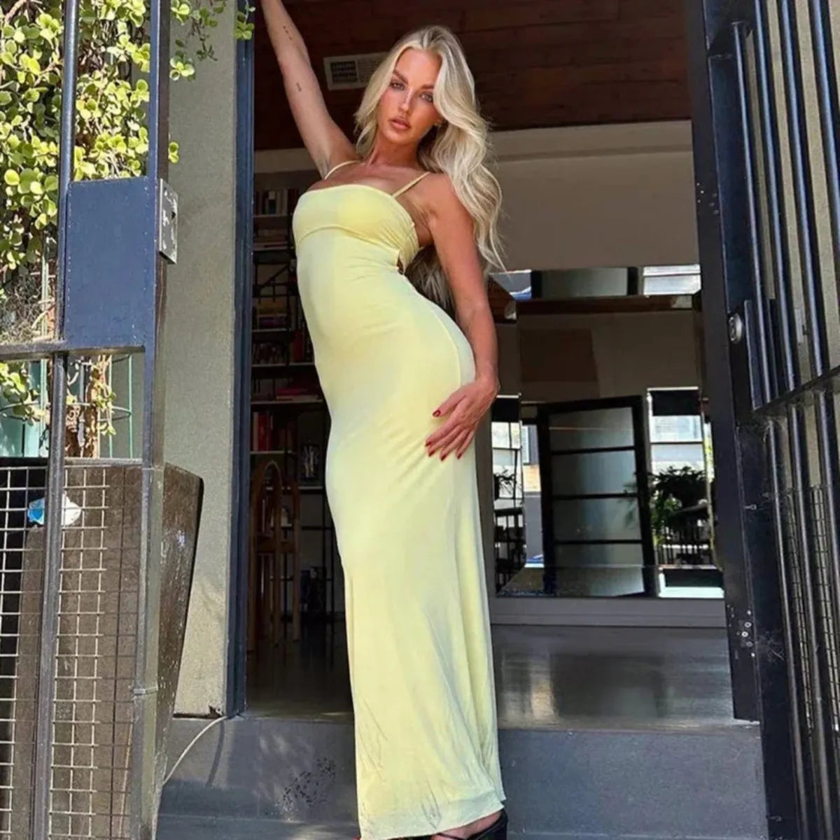Women's Smooth Milk Silk Bodycon Maxi Dress | Elegant Backless Summer Evening Dress