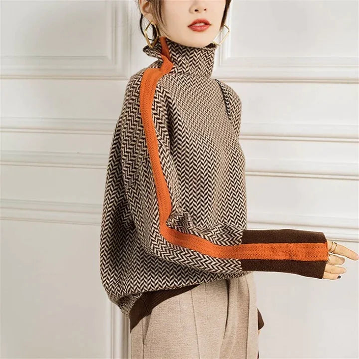 Maglione dolcevita in cashmere morbido da donna | Elegante top caldo a maglia