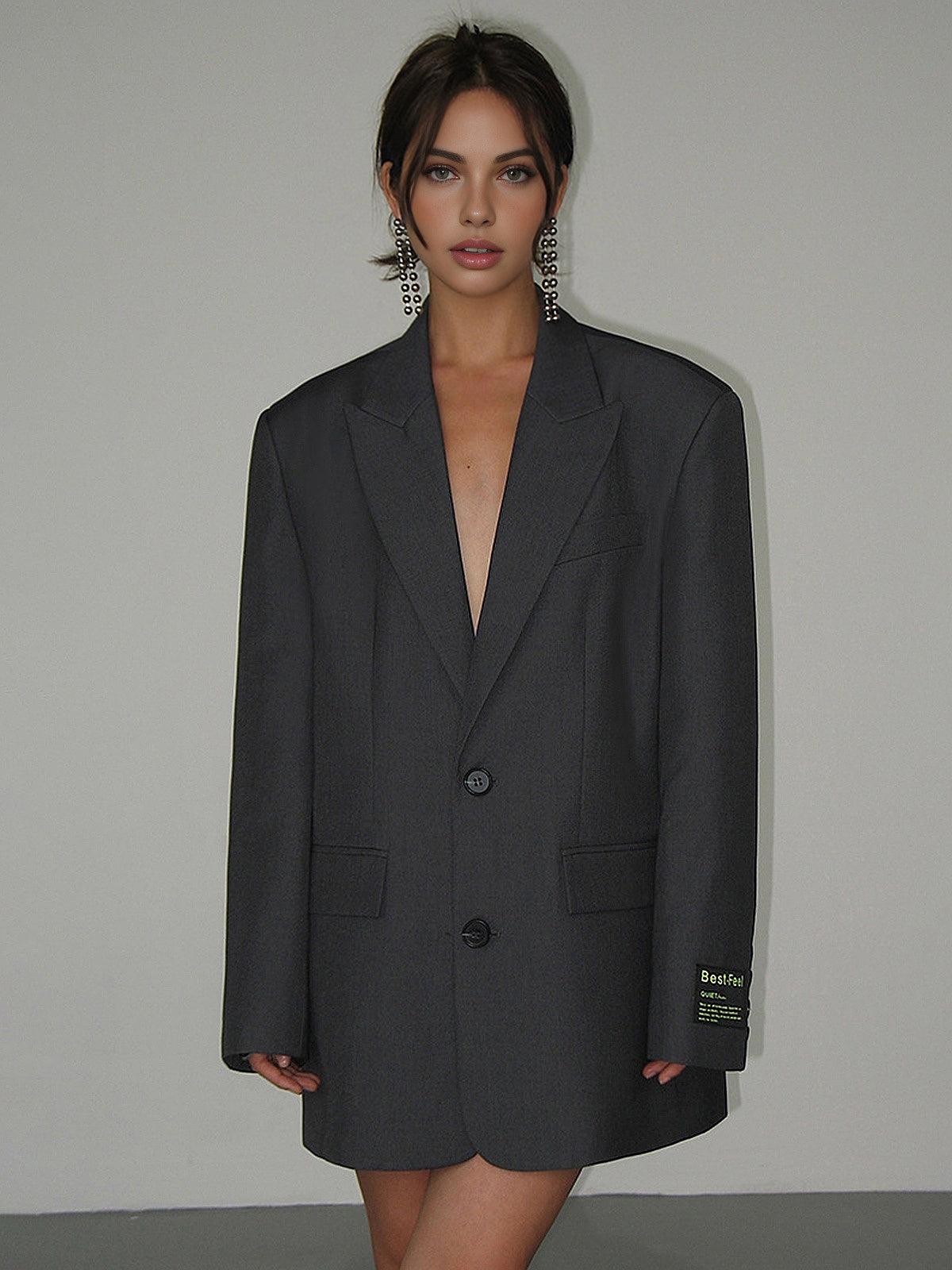 Women's Structured Fabric Oversized Blazer | Elegant Tailored Coat