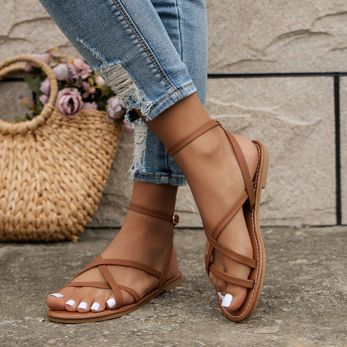 Women's Synthetic Strappy Sandals | Comfortable Minimalist Summer Footwear