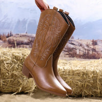 Women's Vintage Chunky Heeled Cowboy Boots