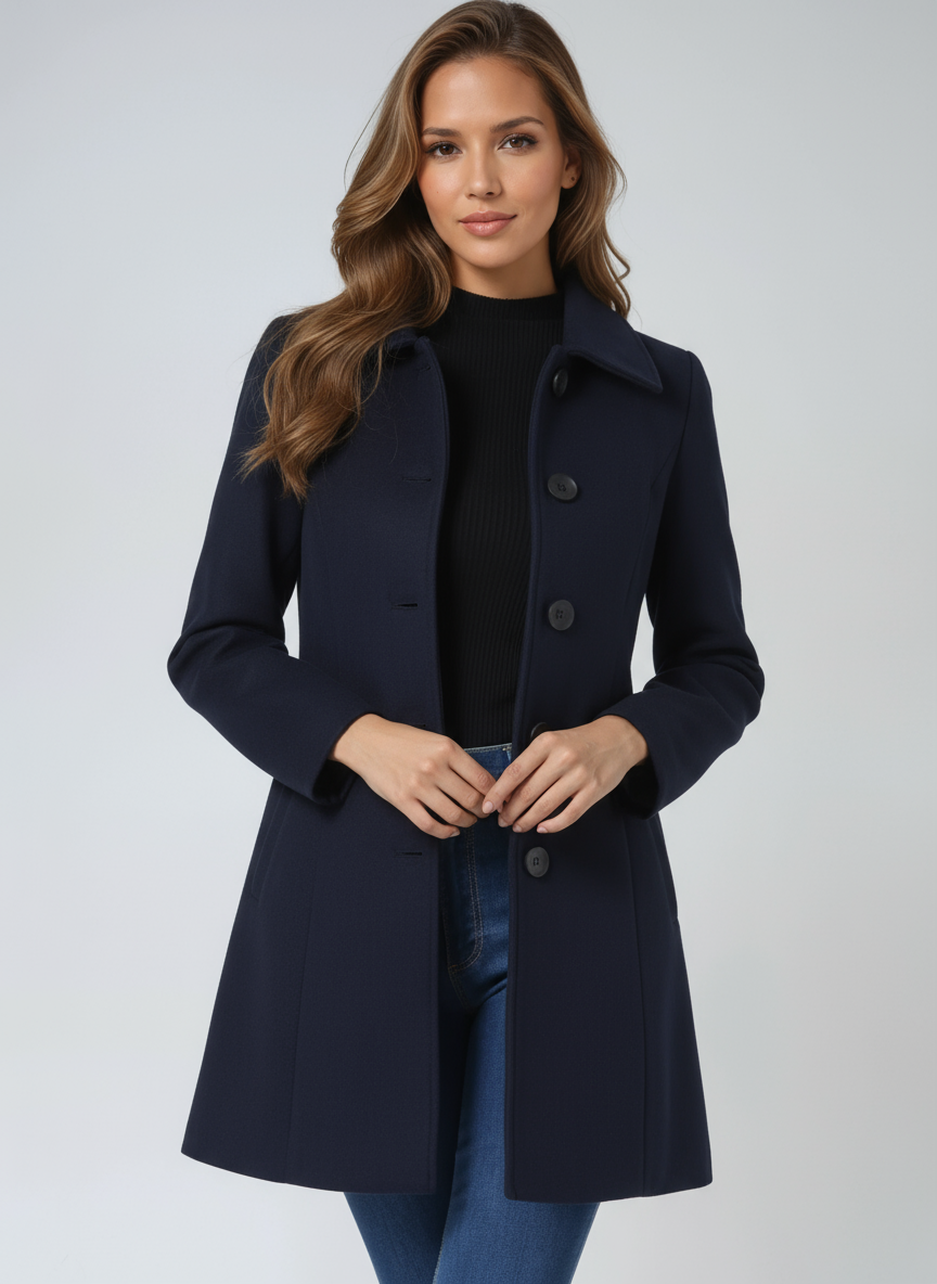 Women's Wool Blend Winter Trench Coat | Elegant Single-Breasted Outerwear